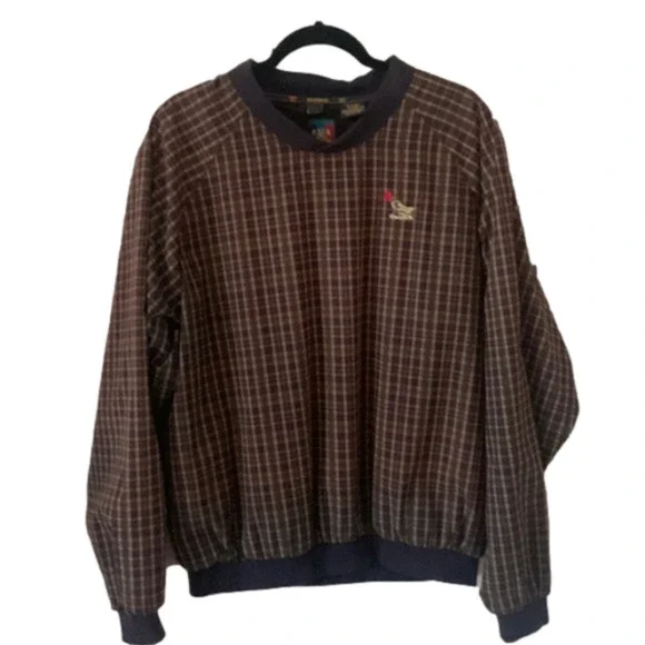 Sunice For The Gauntlet Golf Club Brown Plaid Lined Pullover - Picture 1 of 5